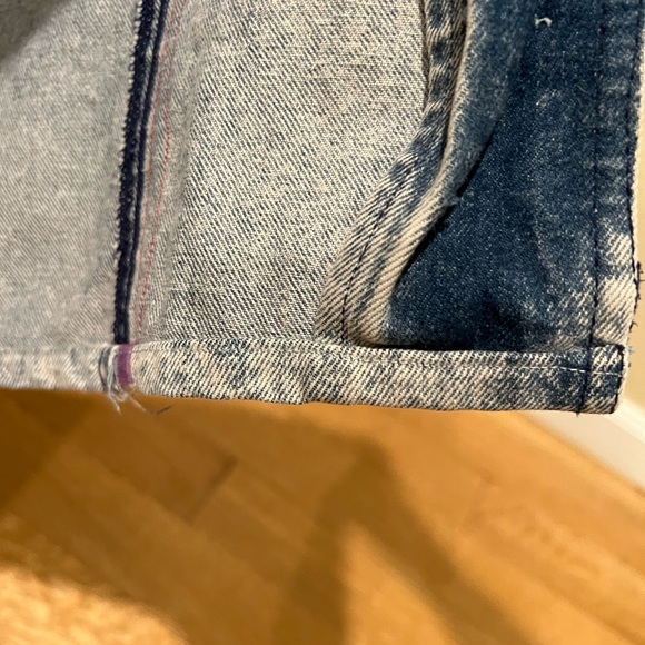 Vintage 80s Medium Acid Wash Denim Belma Button Trench Coat Jean Jacket Duster - Picture 5 of 10